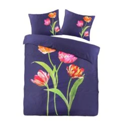 Papillon Dekbedovertrek Tulips - 140x200/220 Cm - Navy -Woninginrichting Winkel 1000093519 0101