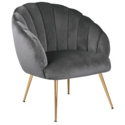 Sohome Fauteuil Garrick - Velvet - Dark Grey/Gold