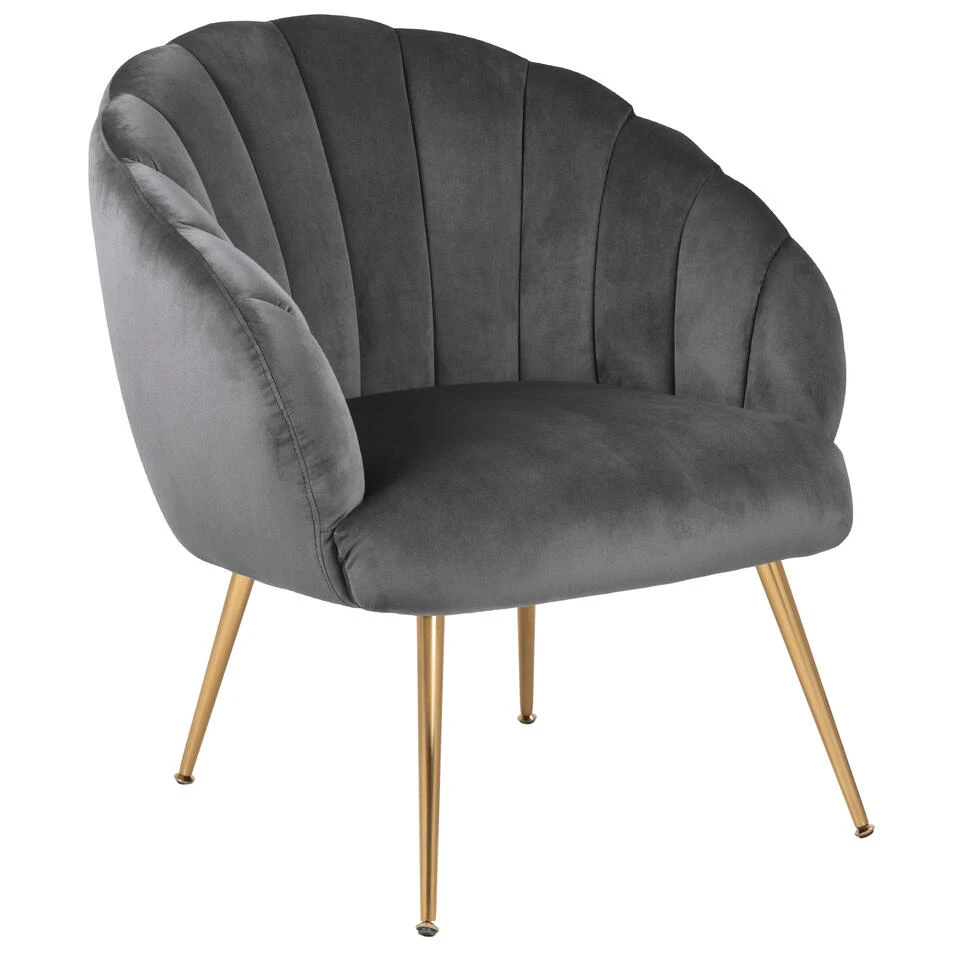 Sohome Fauteuil Garrick - Velvet - Dark Grey/Gold 1 Sohome Fauteuil Garrick - Velvet - Dark Grey/Gold