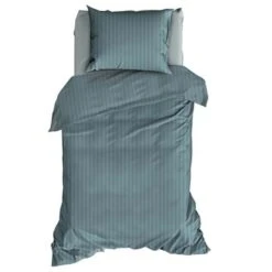 Satin D'Or Dekbedovertrek Streep Smoke Blue-Lits-jumeaux (240 X 200/220 Cm) -Woninginrichting Winkel 1000095576 0101