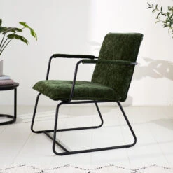 Fauteuil Hailey Donkergroen Chenille - Stof - Groen -Woninginrichting Winkel 1000097053 0101