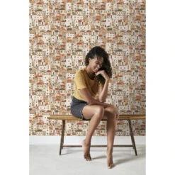 ESTAhome Behang - Mediterrane Huisjes - Beige En Terracotta - 50 X 900 Cm -Woninginrichting Winkel 1000098077 0102