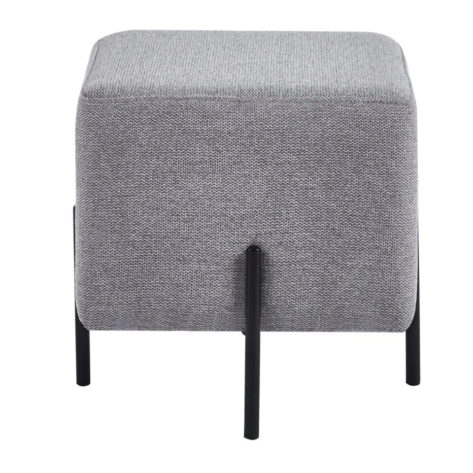 DS4U® Jorg Hocker 36x36x38cm - Stof - Grijs 1 DS4U® Jorg Hocker 36x36x38cm - Stof - Grijs