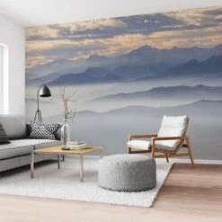 Fotobehang Mistige Heuvels En Besneeuwde Bergtoppen 260x384 Cm Blauw 5 Fotobehang Mistige Heuvels En Besneeuwde Bergtoppen 260x384 Cm Blauw -Woninginrichting Winkel 1123831649 0101