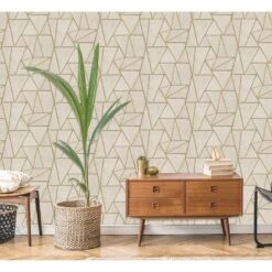 Dutch Wallcoverings - Exposure Grafisch Beige/goud - 0,53x10,05m -Woninginrichting Winkel 1134925350 0102