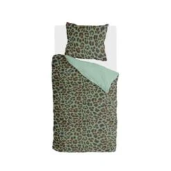 Byrklund - Dekbedovertrek Lazy Leopard - 140x220 Cm - Groen