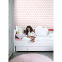 ESTAhome Behang - Kleine Stippen - Wit En Licht Roze - 53 Cm X 10.05 M -Woninginrichting Winkel 1162957970 0103