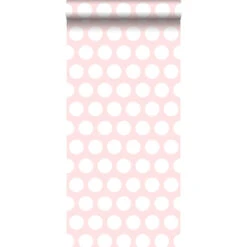 ESTAhome Behang - Kleine Stippen - Wit En Licht Roze - 53 Cm X 10.05 M