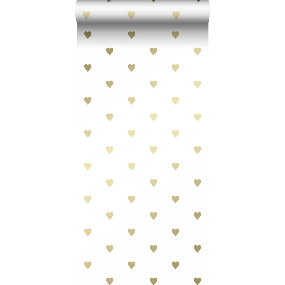 Origin Behang - Hartjes - Wit En Goud - 0.53 X 10.05 M 1 Origin Behang - Hartjes - Wit En Goud - 0.53 X 10.05 M