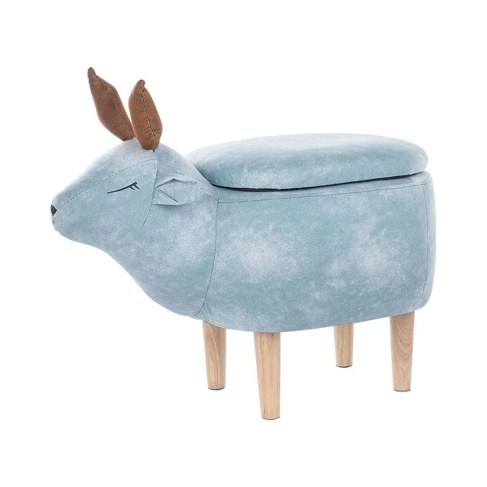 Beliani Hocker REINDEER - Blauw Polyester 1 Beliani Hocker REINDEER - Blauw Polyester