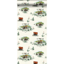 ESTAhome Behang - Cowboys - Mintgroen En Oranje - 53 Cm X 10,05 M