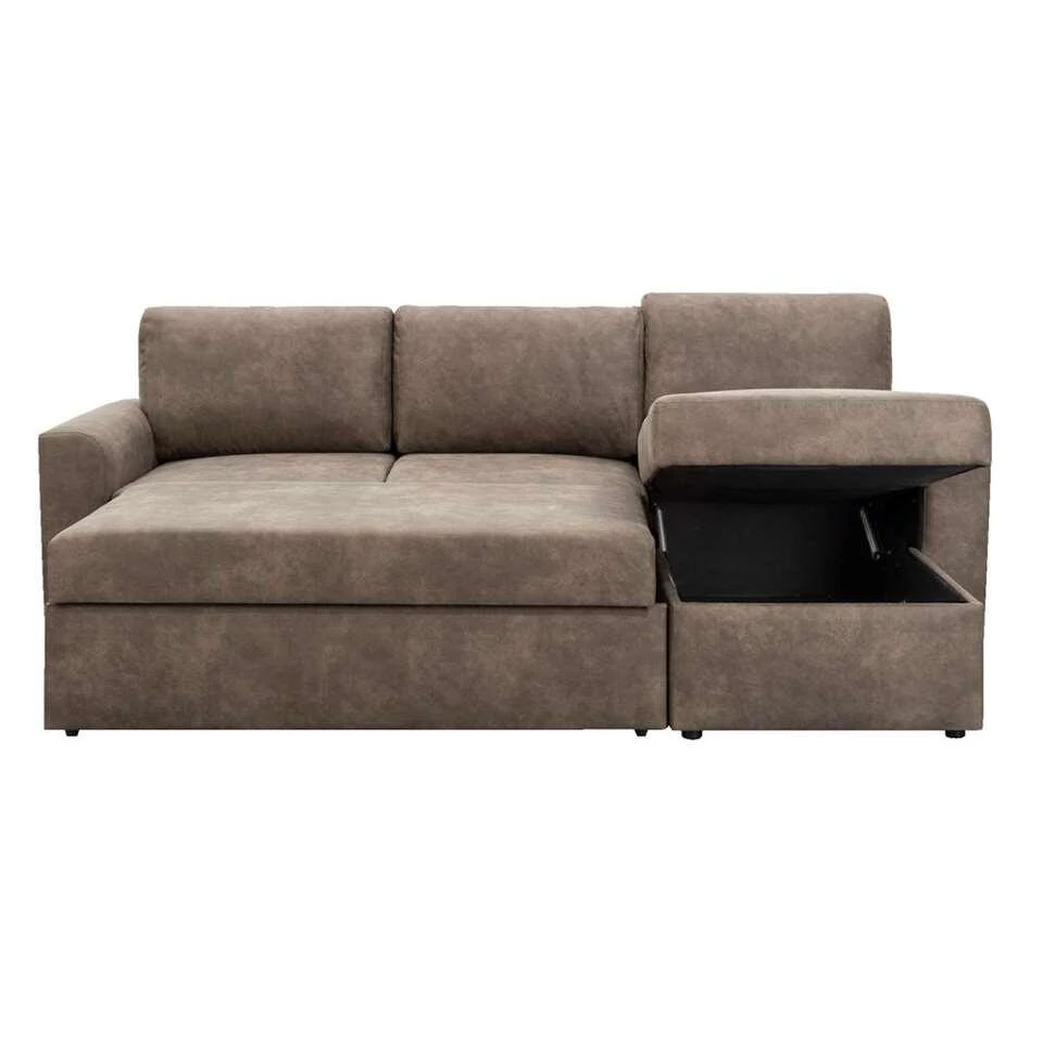 Slaapbank Bern Met Opbergruimte - Taupe - 85x226x165 Cm 2 Slaapbank Bern Met Opbergruimte - Taupe - 85x226x165 Cm - Afbeelding 2