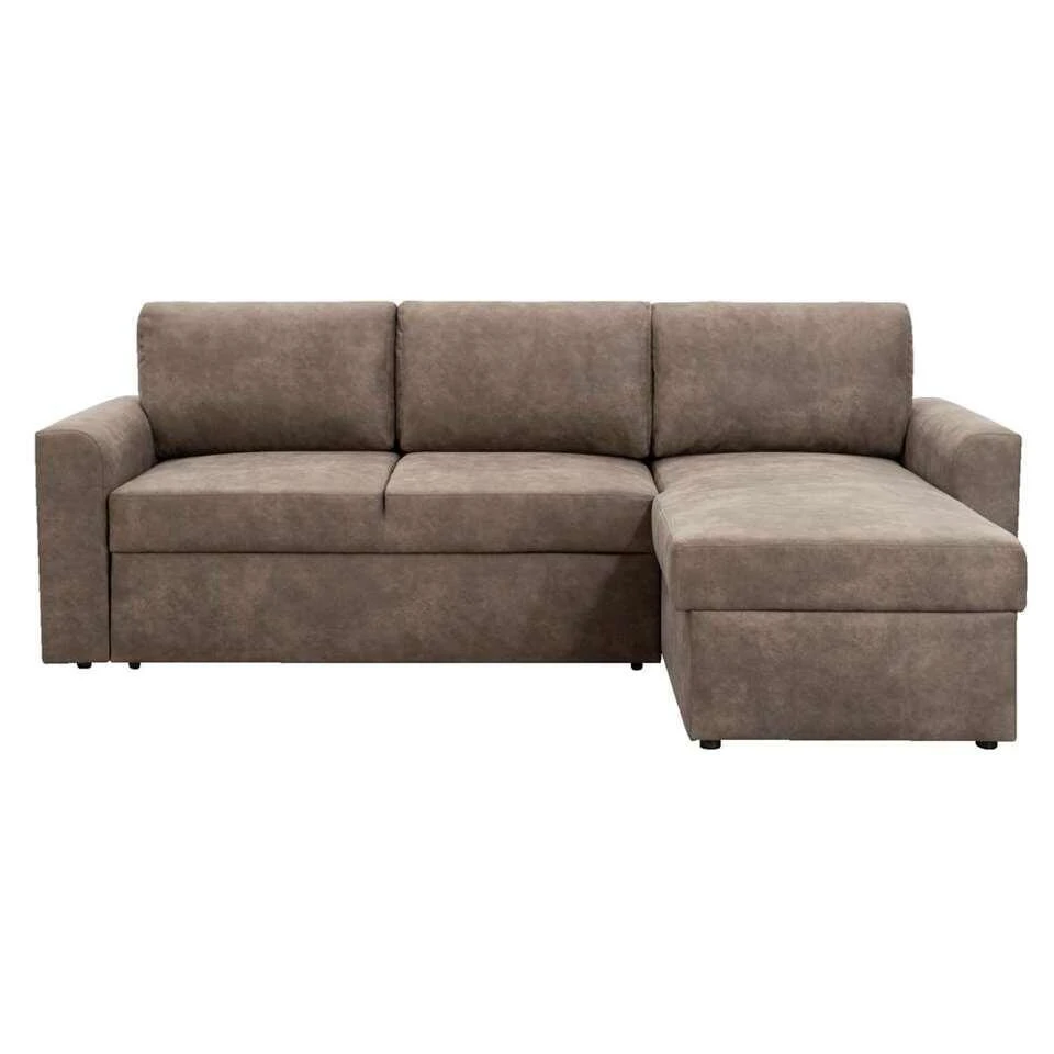 Slaapbank Bern Met Opbergruimte - Taupe - 85x226x165 Cm 1 Slaapbank Bern Met Opbergruimte - Taupe - 85x226x165 Cm