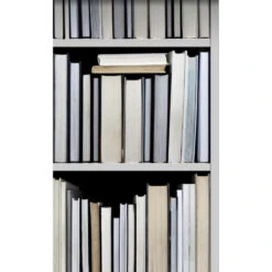 ESTAhome Behang XXL - Boekenkast - Zwart, Grijs, Beige En Wit