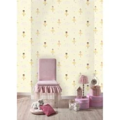 Dutch Wallcoverings - Make Believe Ballerina Geel/roze - 0,53x10,05m -Woninginrichting Winkel 1277556200 0102