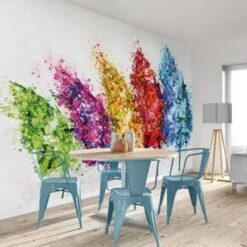 Fotobehang Aquarel Bomen 260x384 Cm Bont -Woninginrichting Winkel 1391838462 0101