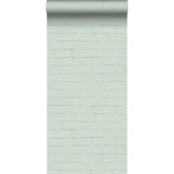 ESTAhome Behang - Bakstenen - Mintgroen - 0.53 X 10.05 M