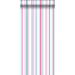 ESTAhome Behang - Strepen - Roze En Turquoise - 53 Cm X 10,05 M