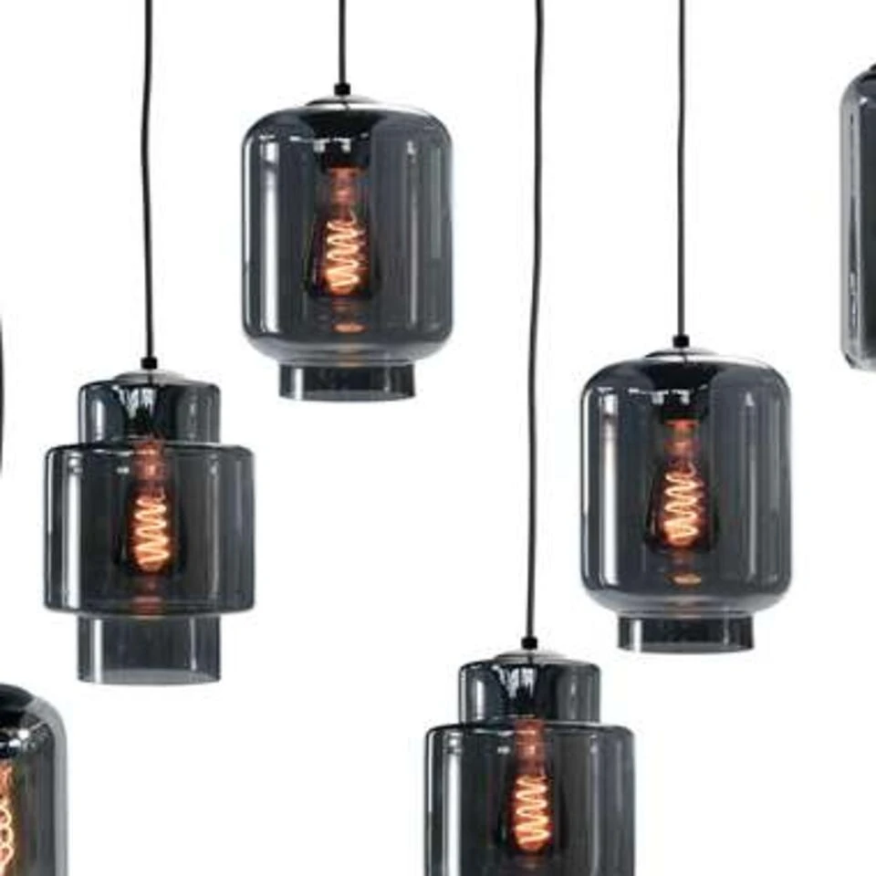 Highlight Hanglamp Fantasy Moderno 8 Lichts - L 130 X B 35 Cm - Rook - Zwart 4 Highlight Hanglamp Fantasy Moderno 8 Lichts - L 130 X B 35 Cm - Rook - Zwart - Afbeelding 4