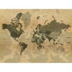 Sanders & Sanders Fotobehang - Wereldkaart - Beige En Bruin