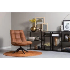 WOOOD Jouke Draaifauteuil - Kunstleer - Cognac - 97x70x85 -Woninginrichting Winkel 1697548865 0102