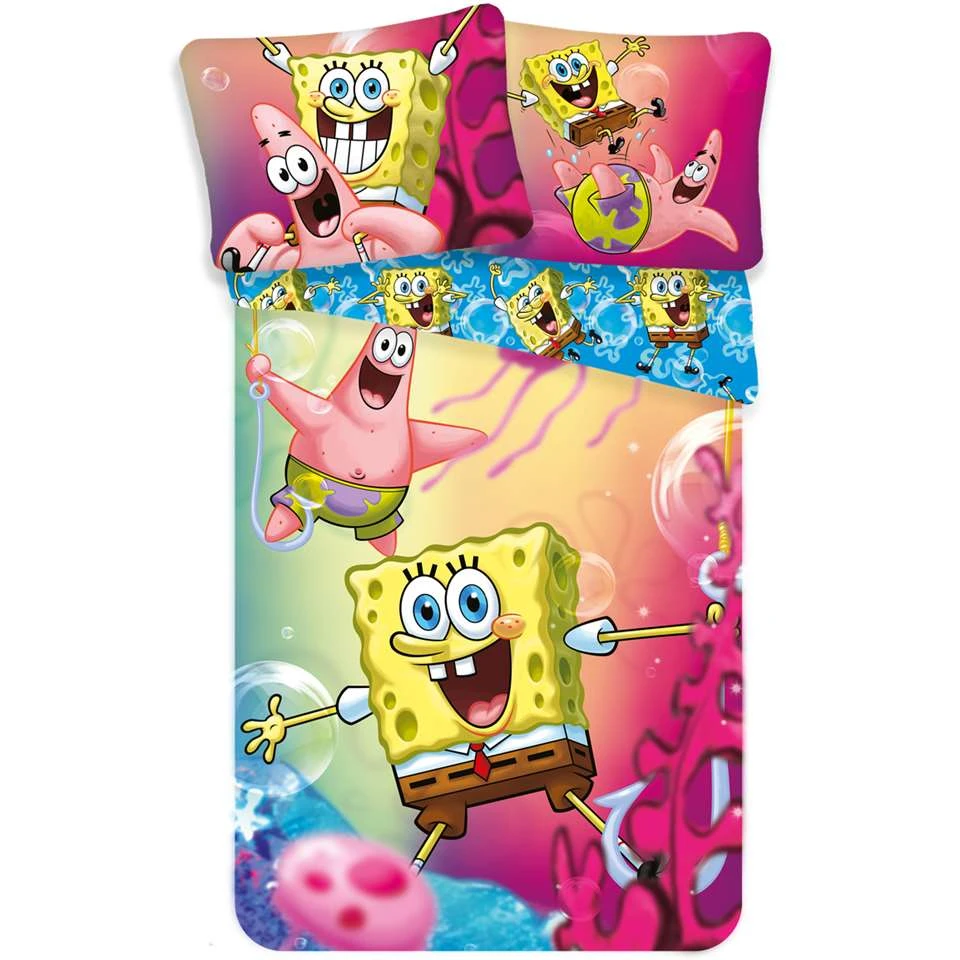 SpongeBob Dekbedovertrek Fun - Eenpersoons - 140 X 200 Cm - Multi 1 SpongeBob Dekbedovertrek Fun - Eenpersoons - 140 X 200 Cm - Multi