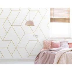 ESTAhome Fotobehang - Grafische Lijnen - Wit En Goud - 2 X 2.79 M -Woninginrichting Winkel 1760124262 0102
