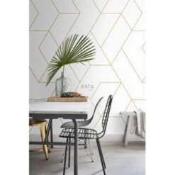 ESTAhome Fotobehang - Grafische Lijnen - Wit En Goud - 2 X 2.79 M -Woninginrichting Winkel 1760124262 0103