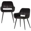 WOOOD Jelle Stoel - Velvet - Grijs - Set Van 2