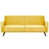 Beliani Driezitsbank - SENJA Geel Fluweel