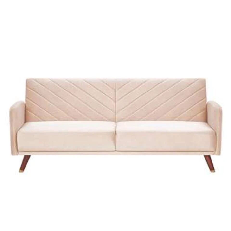 Beliani Driezitsbank - SENJA Beige Fluweel 1 Beliani Driezitsbank - SENJA Beige Fluweel