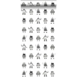 ESTAhome Behang - Speelgoed Robots - Zwart En Wit - 53 Cm X 10.05 M