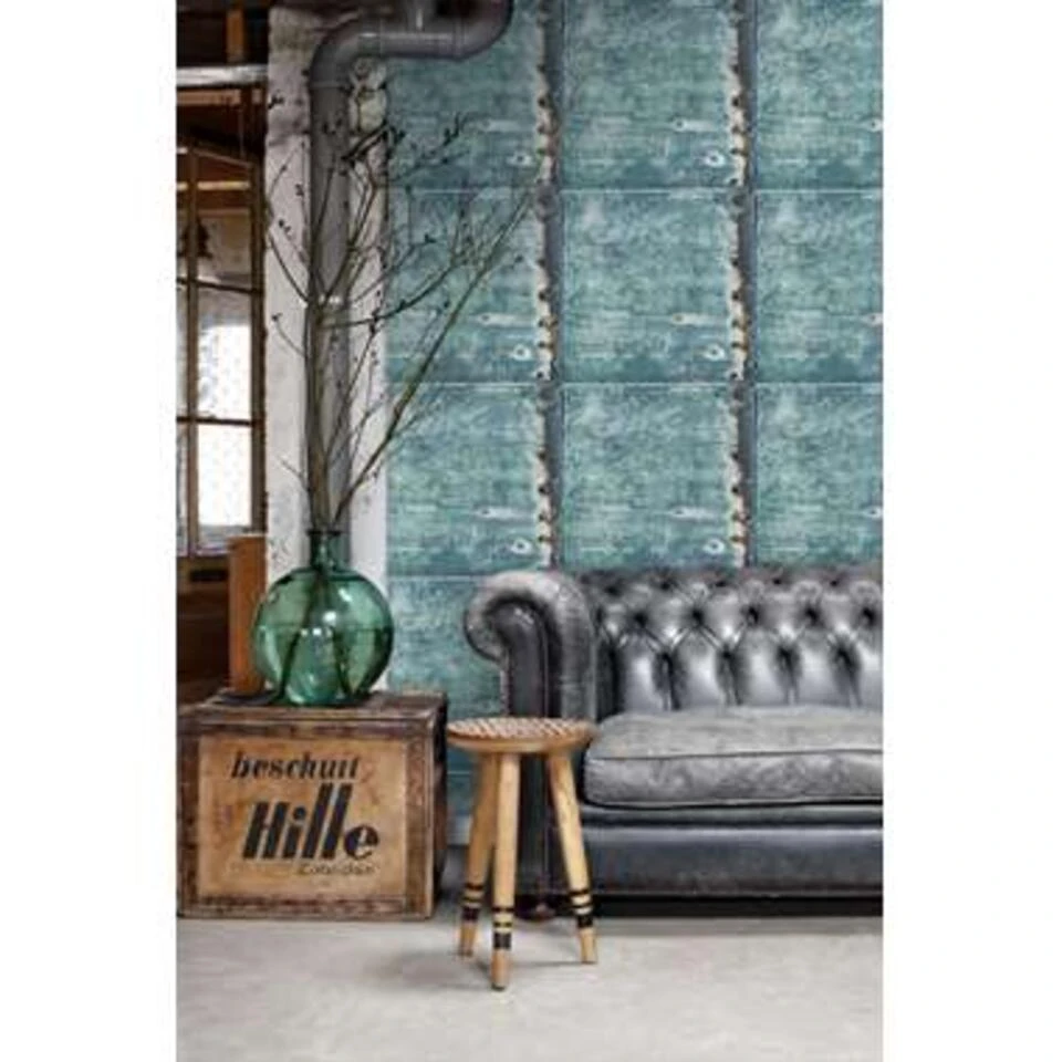 ESTAhome Behang - Metaal - Turquoise En Roest Bruin - 53 Cm X 10,05 M 4 ESTAhome Behang - Metaal - Turquoise En Roest Bruin - 53 Cm X 10,05 M - Afbeelding 4