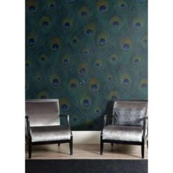 Origin Fotobehang - Pauwenveren - Zeegroen - 1.5 X 2.79 M -Woninginrichting Winkel 1897449891 0103