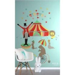 ESTAhome Fotobehang - Circus Figuren - Turquoise - 186 Cm X 2,79 M -Woninginrichting Winkel 1964663581 0103