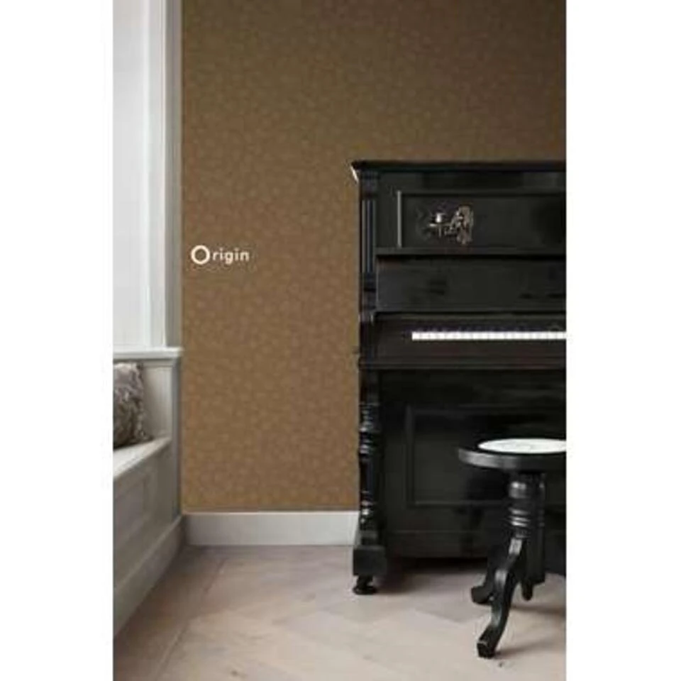 Origin Behang - Bloemen - Bruin En Glanzend Goud - 53 Cm X 10,05 M 3 Origin Behang - Bloemen - Bruin En Glanzend Goud - 53 Cm X 10,05 M - Afbeelding 3