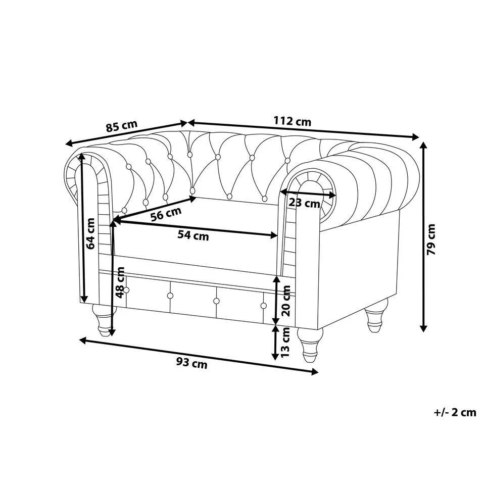 Beliani Fauteuil CHESTERFIELD - Beige Polyester 3 Beliani Fauteuil CHESTERFIELD - Beige Polyester - Afbeelding 3