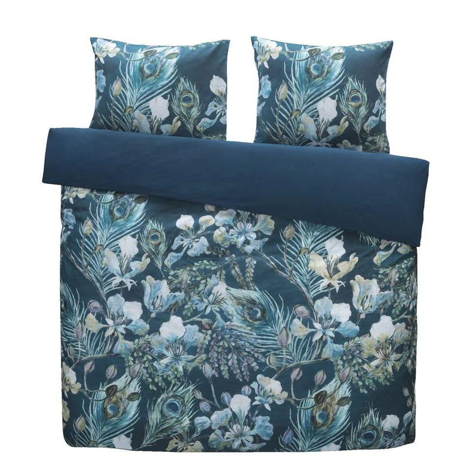Royal Dekbedovertrek Amari Botanisch - Blauw - 200x200/220 Cm 1 Royal Dekbedovertrek Amari Botanisch - Blauw - 200x200/220 Cm