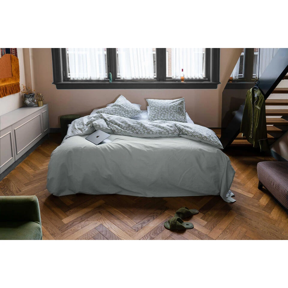 Dindi Home Dekbedovertrek Cute Flowers Bloemen - Groen - 140x200/220 Cm 3 Dindi Home Dekbedovertrek Cute Flowers Bloemen - Groen - 140x200/220 Cm - Afbeelding 3