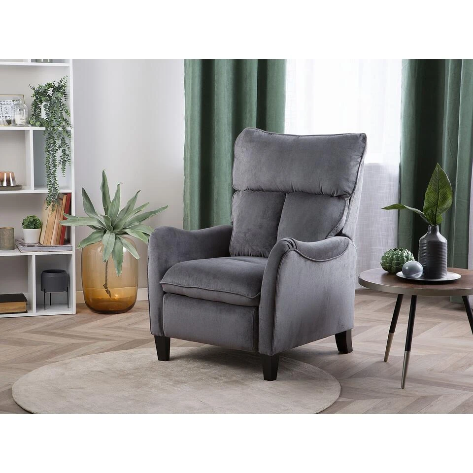 Beliani TV-fauteuil ROYSTON - Grijs Polyester 2 Beliani TV-fauteuil ROYSTON - Grijs Polyester - Afbeelding 2