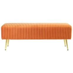 Beliani Hocker PATERSON - Oranje Fluweel -Woninginrichting Winkel 41536f3064484d4ba55a6f0a6e449b8a