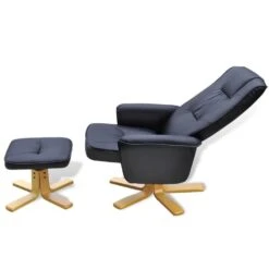 VidaXL Fauteuil Met Voetenbankje Kunstleer Zwart -Woninginrichting Winkel 421f886b2045471fabc4b46a115ef9ee