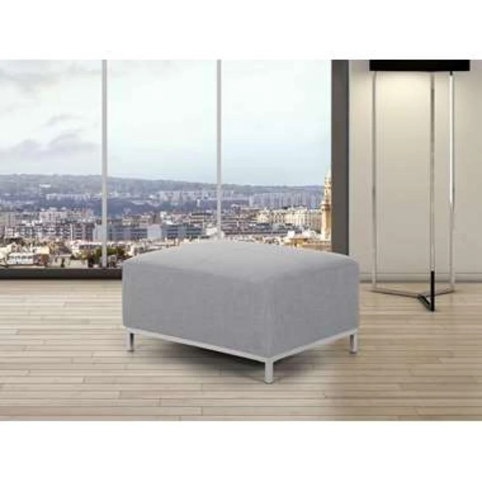 Beliani Ottomaan OSLO - Grijs Polyester 2 Beliani Ottomaan OSLO - Grijs Polyester - Afbeelding 2