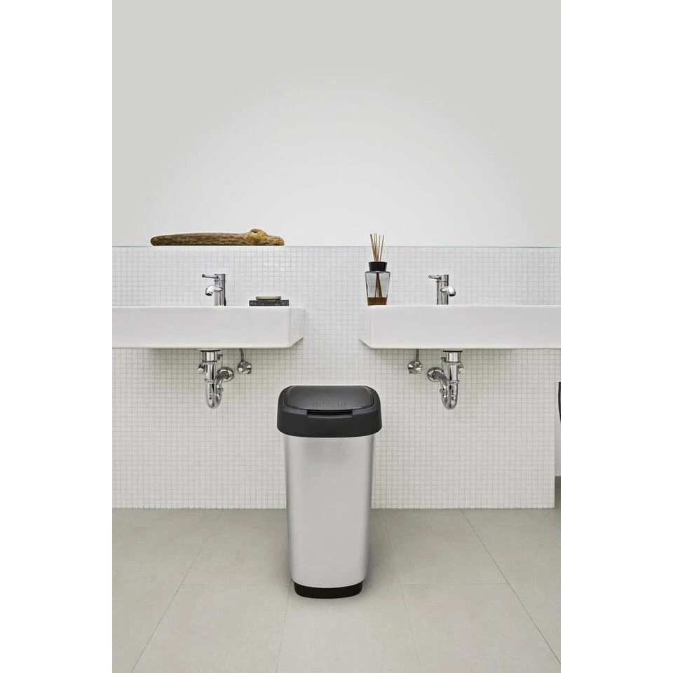 Rotho Twist Afvalbak - 25L - Zilver 2 Rotho Twist Afvalbak - 25L - Zilver - Afbeelding 2