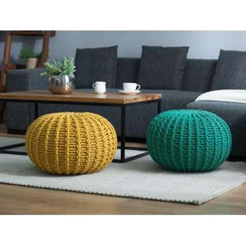 Beliani Poef CONRAD - Groen Katoen 2 Beliani Poef CONRAD - Groen Katoen - Afbeelding 2