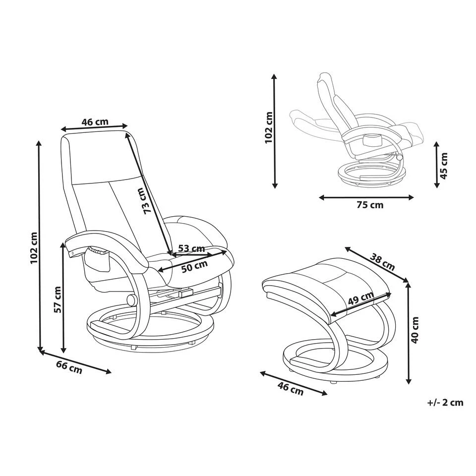 Beliani Massagestoel HERO - Zwart Polyester 3 Beliani Massagestoel HERO - Zwart Polyester - Afbeelding 3