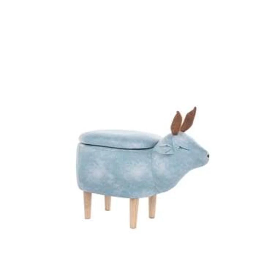 Beliani Hocker REINDEER - Blauw Polyester 3 Beliani Hocker REINDEER - Blauw Polyester - Afbeelding 3