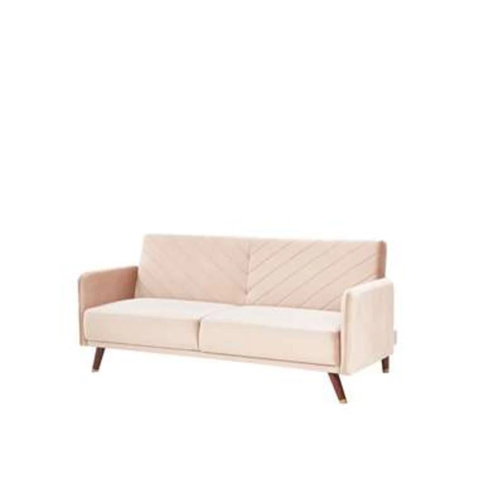 Beliani Driezitsbank - SENJA Beige Fluweel 3 Beliani Driezitsbank - SENJA Beige Fluweel - Afbeelding 3