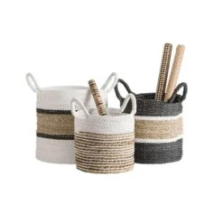 Mand Bologna - Naturel/wit - 30xØ28 Cm -Woninginrichting Winkel 70503531 4051