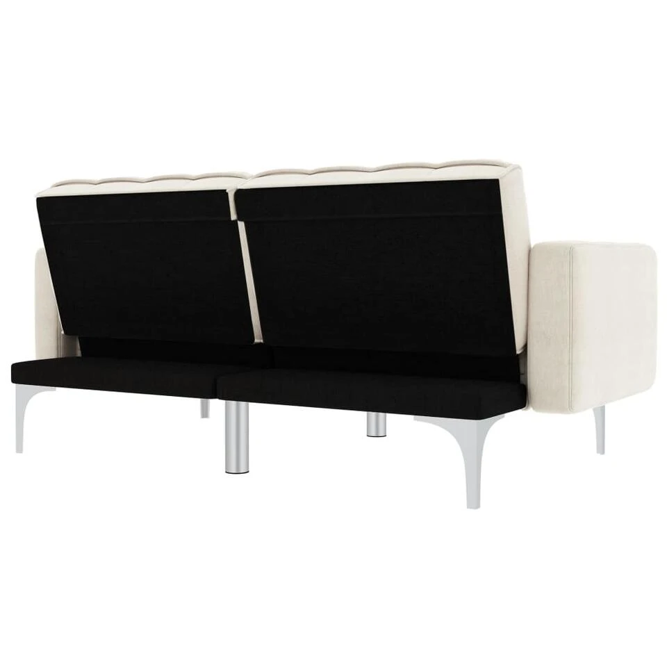 VidaXL Slaapbank Stof Crème 4 VidaXL Slaapbank Stof Crème - Afbeelding 4